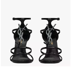 Yves Saint Laurent Black Strappy Logo Heels